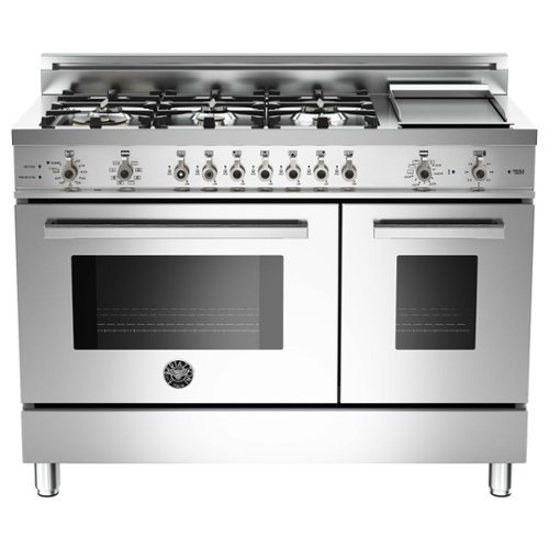 Bertazzoni - Self-Cleaning Freestanding Double Oven Dual Fuel Convection Range - Stainless steel