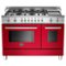 Bertazzoni - Self-Cleaning Freestanding Double Oven Dual Fuel Convection Range - Red-Front_Standard