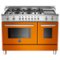 Bertazzoni - Self-Cleaning Freestanding Double Oven Dual Fuel Convection Range - Orange-Front_Standard