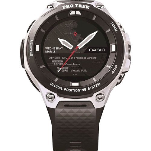 Casio - PRO TREK Smartwatch 62mm Stainless Steel - Fluorite White-Front_Standard 