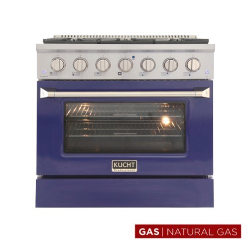 Kucht - 36 in. 5.2 cu. ft. Natural Gas Range with Sealed Burners and Convection Oven in Blue - Blue-Front_Standard 