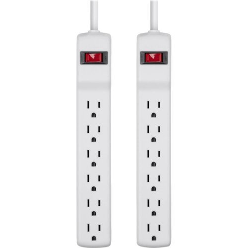 Belkin - 6-Outlet Surge Protector Strip (2-Pack) - White-Front_Standard 
