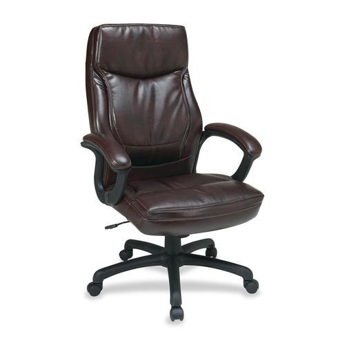 Office Star Products - WorkSmart Executive High Back Chair with Two Tone Stitching - mocha-Front_Standard 