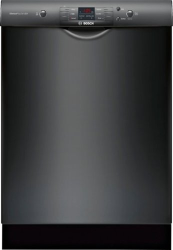 "Bosch - 100 Series 24"" Front Control Built-In Dishwasher with Stainless Steel Tub - Black"