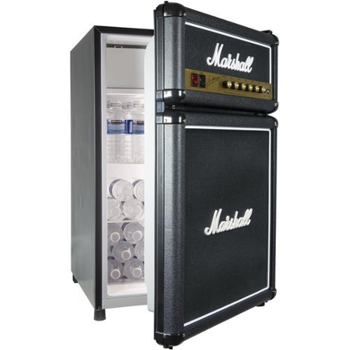 Marshall - 4.4 Cu. Ft. Mini Fridge - Black With Brass And White Accents-Front_Standard 