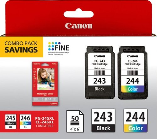 Canon - 243/CL-244 Combo Pack Standard Capacity Ink Cartridges + Photo Paper - Assorted Color-Front_Standard 