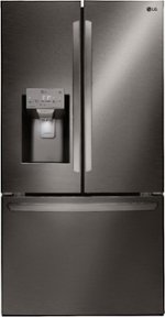 LG - 26.2 Cu. Ft. French Door Smart Wi-Fi Enabled Refrigerator with Dual Ice Maker - Black stainless steel - Front_Standard