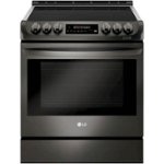 LG - 6.3 Cu. Ft. Self-Cleaning Slide-In Electric Induction Smart Wi-Fi Range with ProBake Convection - Black stainless steel - Front_Standard