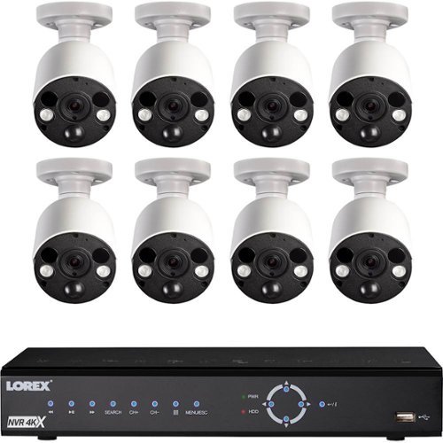 Lorex - 8-Channel, 8-Camera Indoor/Outdoor Wired 4K 2TB NVR Surveillance System - Black/White-Front_Standard 