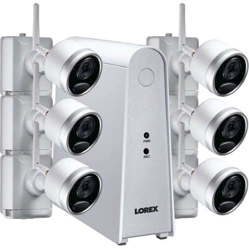  Lorex - 6-Channel, 6-Camera Indoor/Outdoor Wire Free 1080p 1TB DVR Surveillance System - White