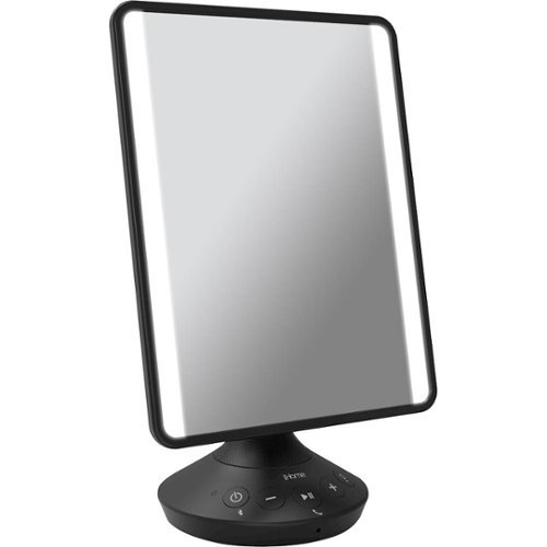 iHome - 7" x 9" Flat Panel Vanity Mirror with Bluetooth Speaker and USB Charging - Black-Angle_Standard 