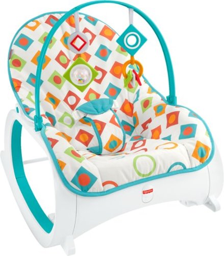  Fisher-Price - Geo Diamonds Infant-to-Toddler Rocker - White/Turquoise/Red/Green/Orange