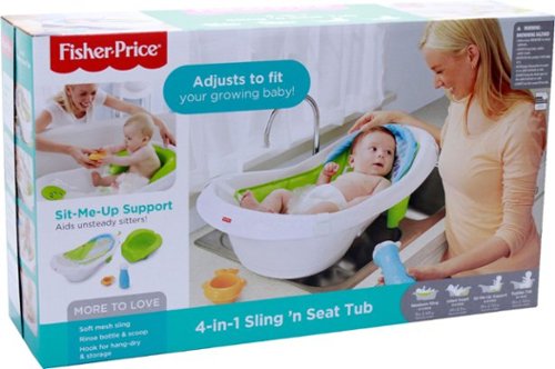 Image of Fisher-Price - 4-in-1 Sling 'n Seat Tub - White/Blue/Green