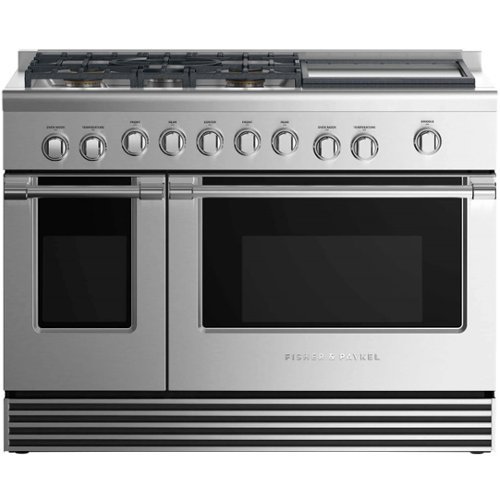 Fisher & Paykel - 7.7 Cu. Ft. Freestanding Double Oven Gas Convection Range - Stainless steel-Front_Standard 