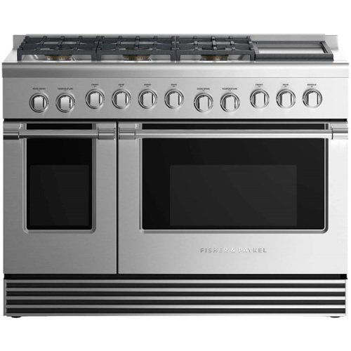Fisher & Paykel - 7.7 Cu. Ft. Freestanding Double Oven Gas Convection Range - Stainless steel