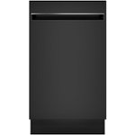 GE Profile - 18" Top Control Built-In Dishwasher with Stainless Steel Tub - Black - Front_Standard