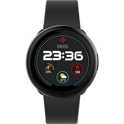 MyKronoz - ZeRound2 Smartwatch 45mm - Black with Black Silicone Band-Front_Standard 