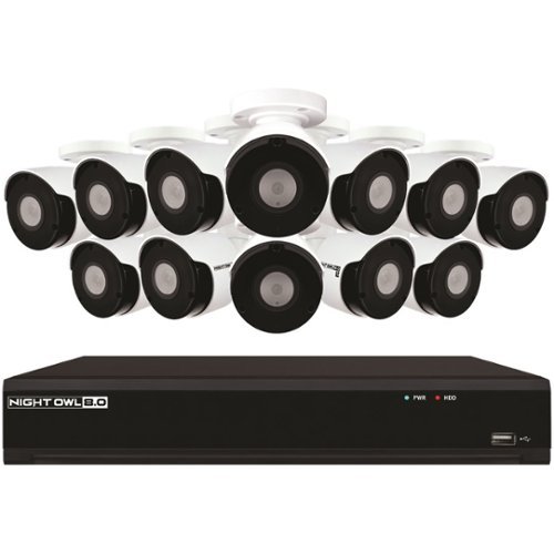 Night Owl - 16-Channel, 12-Camera Indoor/Outdoor Wired 4k 4TB NVR Surveillance System - Black/White-Front_Standard 