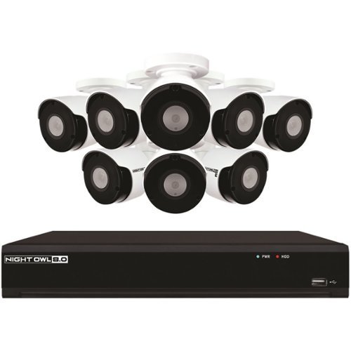 Night Owl - 8-Channel, 8-Camera Indoor/Outdoor Wired 4k 2TB NVR Surveillance System - Black/White-Front_Standard 