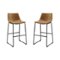 Walker Edison - Industrial Faux Leather Barstool (Set of 2) - Whiskey Brown-Front_Standard