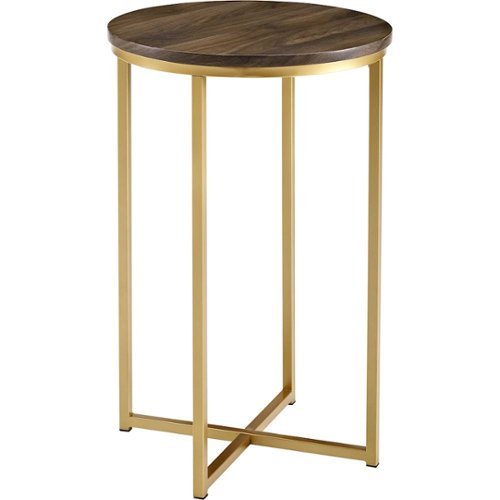 Walker Edison - Modern Glam Side Table - Dark Walnut & Gold