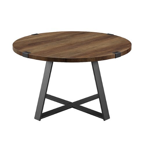Walker Edison - Round Rustic Coffee Table - Rustic Oak