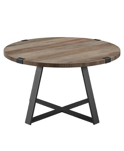 Walker Edison - Round Rustic Coffee Table - Gray Wash