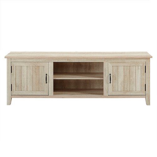Walker Edison - Farmhouse Simple Grooved Door TV Stand for most TVs up to 80" - White Oak