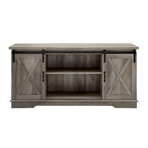 Walker Edison - Industrial Farmhouse Sliding Door TV Stand for Most TVs up to 65" - Gray Wash