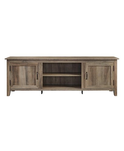 Walker Edison - 70" Modern Farmhouse Simple Grooved Door TV Stand for most TVs up to 80" - Grey Wash