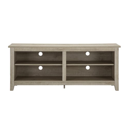 Walker Edison - Modern Wood Open Storage TV Stand for Most TVs up to 65" - White Oak
