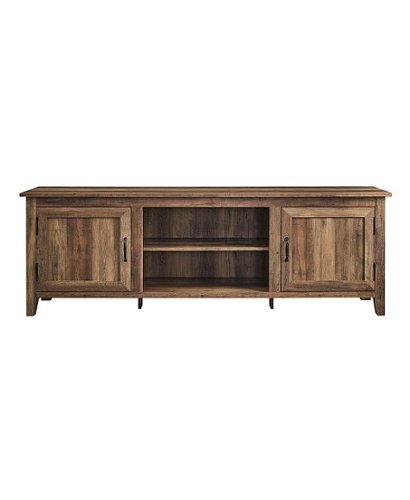 Walker Edison - Farmhouse Simple Grooved Door TV Stand for most TVs up to 80" - Rustic Oak
