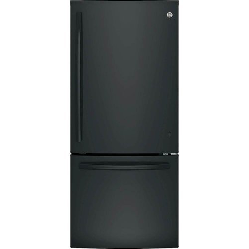 GE - 21.0 Cu. Ft. Bottom-Freezer Refrigerator - High Gloss Black