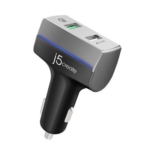j5create Vehicle Charger - Gray/Black WORLDWIDE DELIVERY