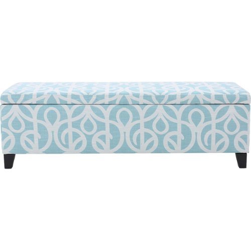Noble House - Laurel Storage Ottoman - Azure/White-Front_Standard 