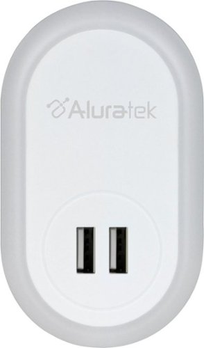 Aluratek - LED Nightlight with Dual USB Charging Ports - White-Front_Standard 
