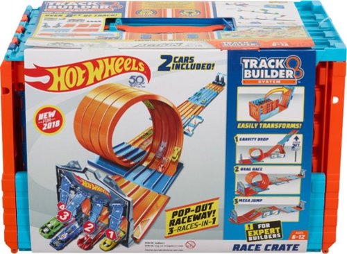  Hot Wheels - Track Builder System Race Crate - Orange / Blue