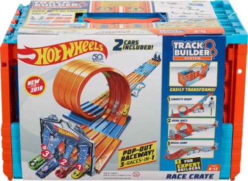Hot Wheels - Track Builder System Race Crate - Orange / Blue-Front_Standard 