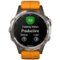 Garmin - fēnix® 5 Plus Sapphire Smartwatch 47mm Fiber-Reinforced Polymer - Titanium with Solar Flare Orange Band-Front_Standard