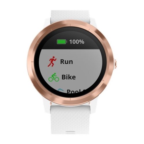 Garmin - vívoactive 3 Smartwatch - Rose Gold with White Silicone Band-Front_Standard 