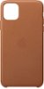 Apple - iPhone 11 Pro Max Leather Case - Saddle Brown-Front_Standard