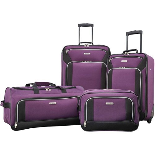 American Tourister - Fieldbrook XLT Luggage Set (4-Piece) - Black/Purple-Front_Standard 