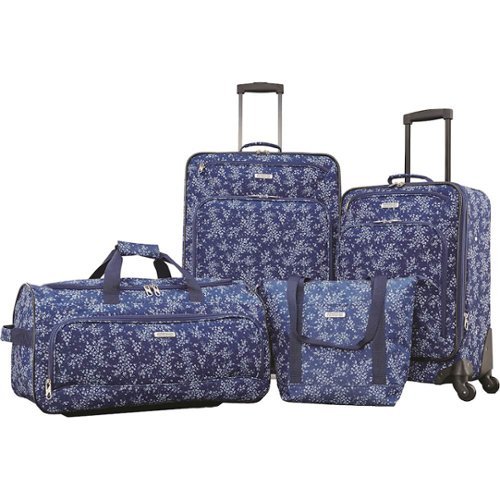 American Tourister - 21"/25" Luggage Set (4-Piece) - Blue Floral-Front_Standard 