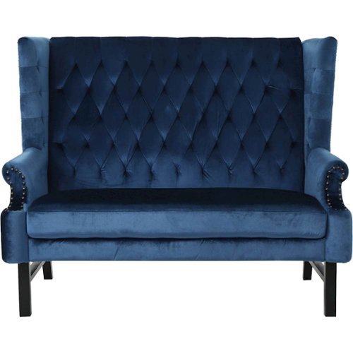Noble House - Kensett Tufted Wingback Loveseat - Cobalt-Front_Standard 