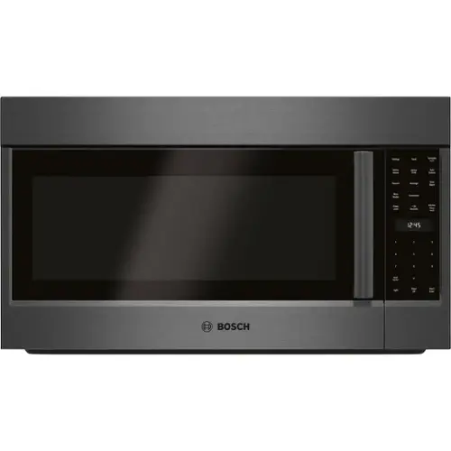 Front. Bosch - 800 Series 1.8 Cu. Ft. Convection Over-the-Range Microwave - Black stainless steel.