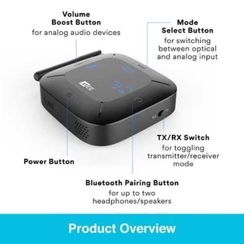 MEE audio Connect Hub TV Bluetooth Audio Transmitter and Receiver for Headphones and Speakers - Black BUY IN SINGAPORE