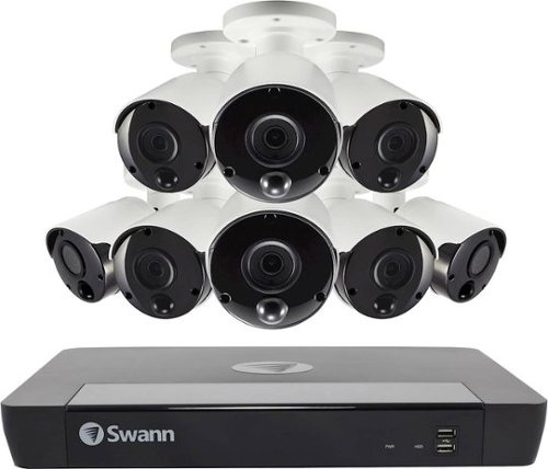 Swann - 16-Channel, 8-Camera Indoor/Outdoor Wired 4K UHD 2TB NVR Surveillance System - Black/White-Front_Standard 
