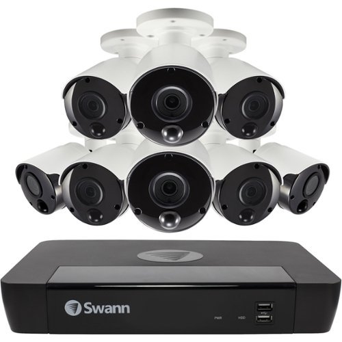 Swann - 8-Channel, 8-Camera Indoor/Outdoor Wired 4K Ultra HD 2TB NVR Surveillance System - Black/White-Front_Standard 