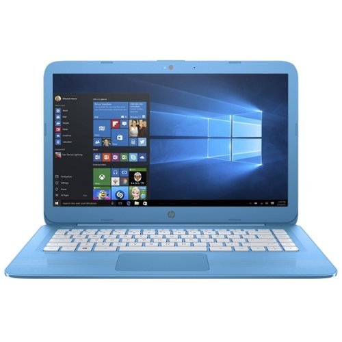 HP - Stream 14" Laptop - Intel Celeron - 4GB Memory - 64GB eMMC Flash Memory - Textured Linear Grooves In Aqua Blue-Front_Standard 