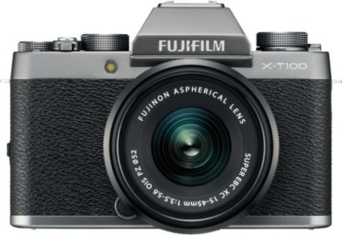 Fujifilm - X Series X-T100 Mirrorless Camera with 15-45mm Lens - Dark Silver-Front_Standard 